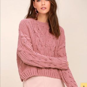 JOA Beth Pink Cable Knit Sweater